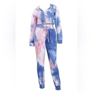 DESTINY WAFFLE TIE DYE LOUNGE SET